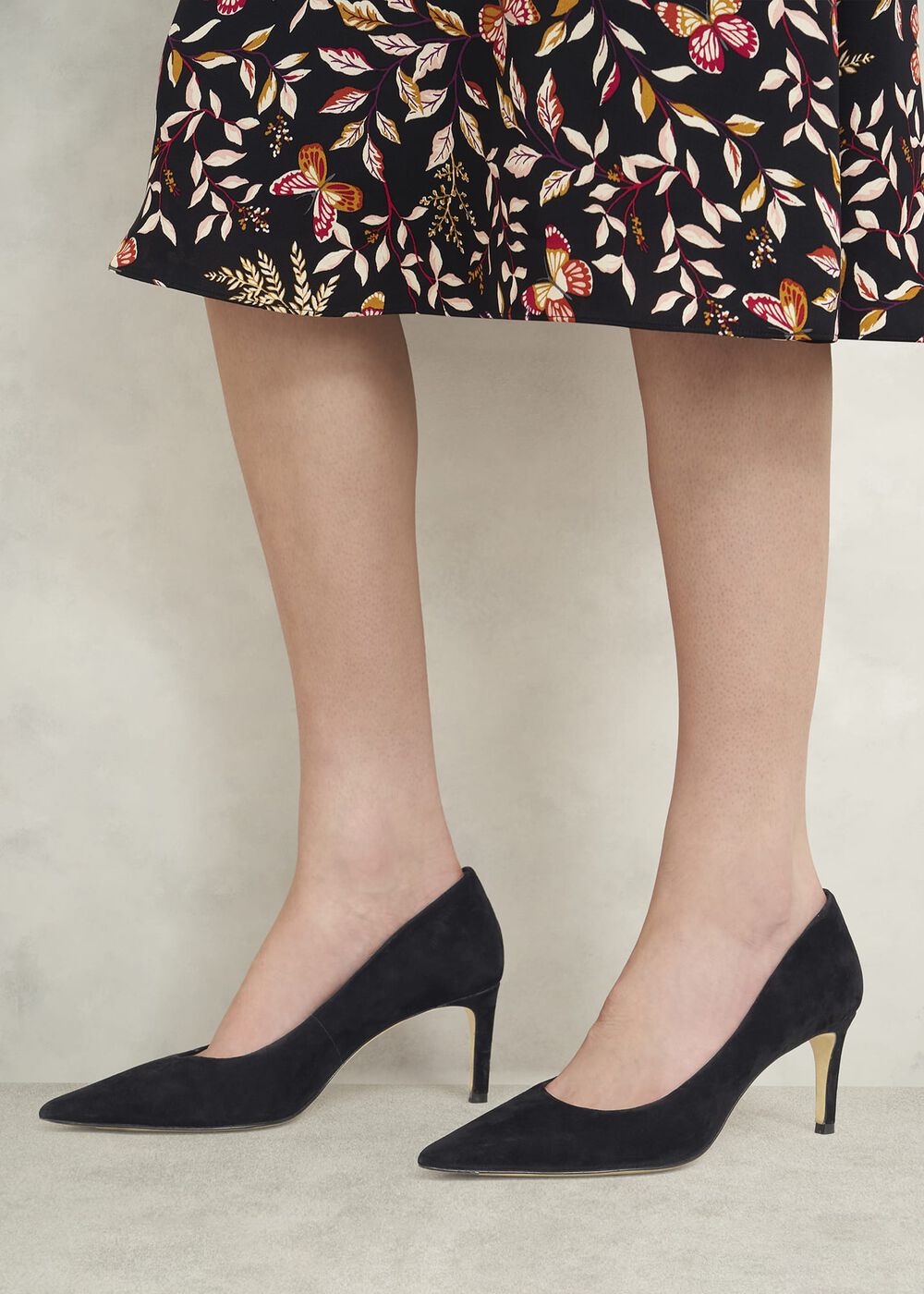 Leila Suede Court Shoes, Black, hi-res