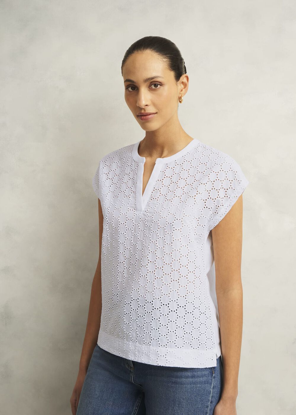 Joanna Broderie Top, Hobbs White, hi-res