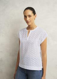 Joanna Broderie Top, Hobbs White, hi-res
