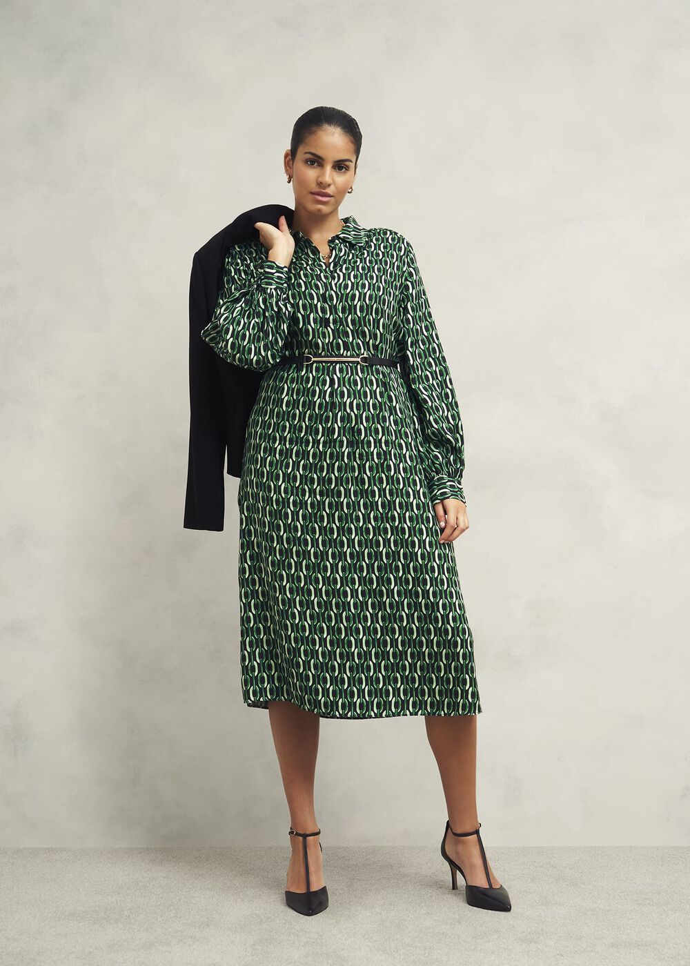Petite Florian Dress, Navy Green, hi-res