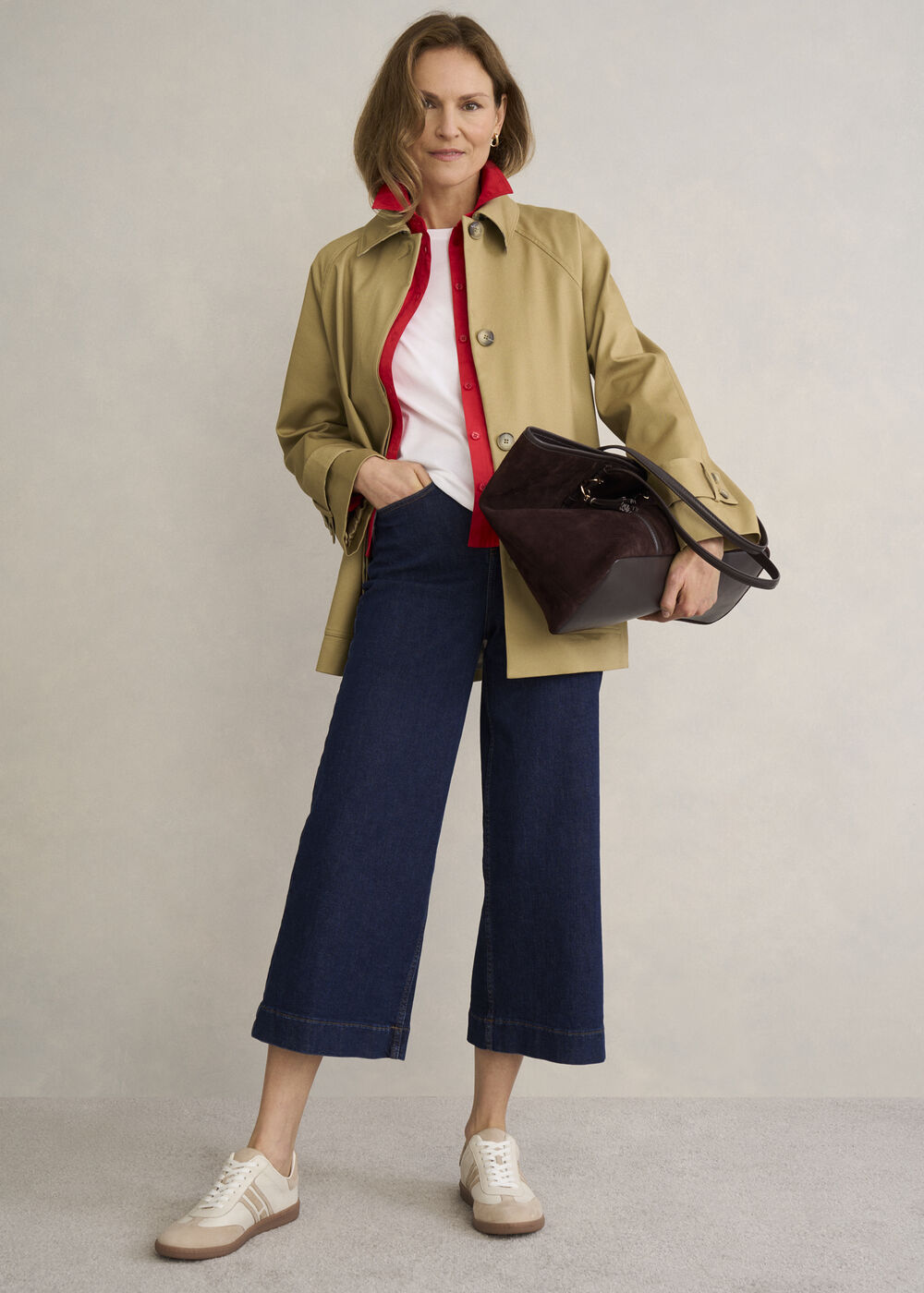 Khloe Leather Trainers, Ivory Beige, hi-res