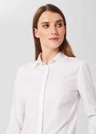 Victoria Cotton Shirt, White, hi-res