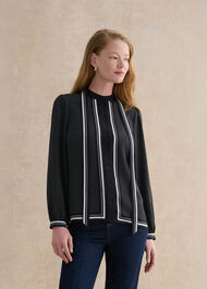 Valerie Blouse, Navy Ivory, hi-res