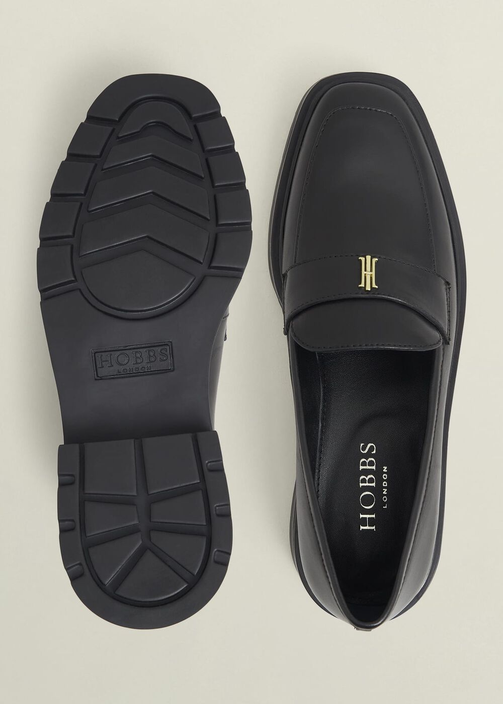 Saige Leather Loafers, Black, hi-res