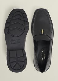 Saige Leather Loafers, Black, hi-res