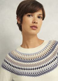Greta Fairisle Sweater With Cashmere, Ivory Multi, hi-res