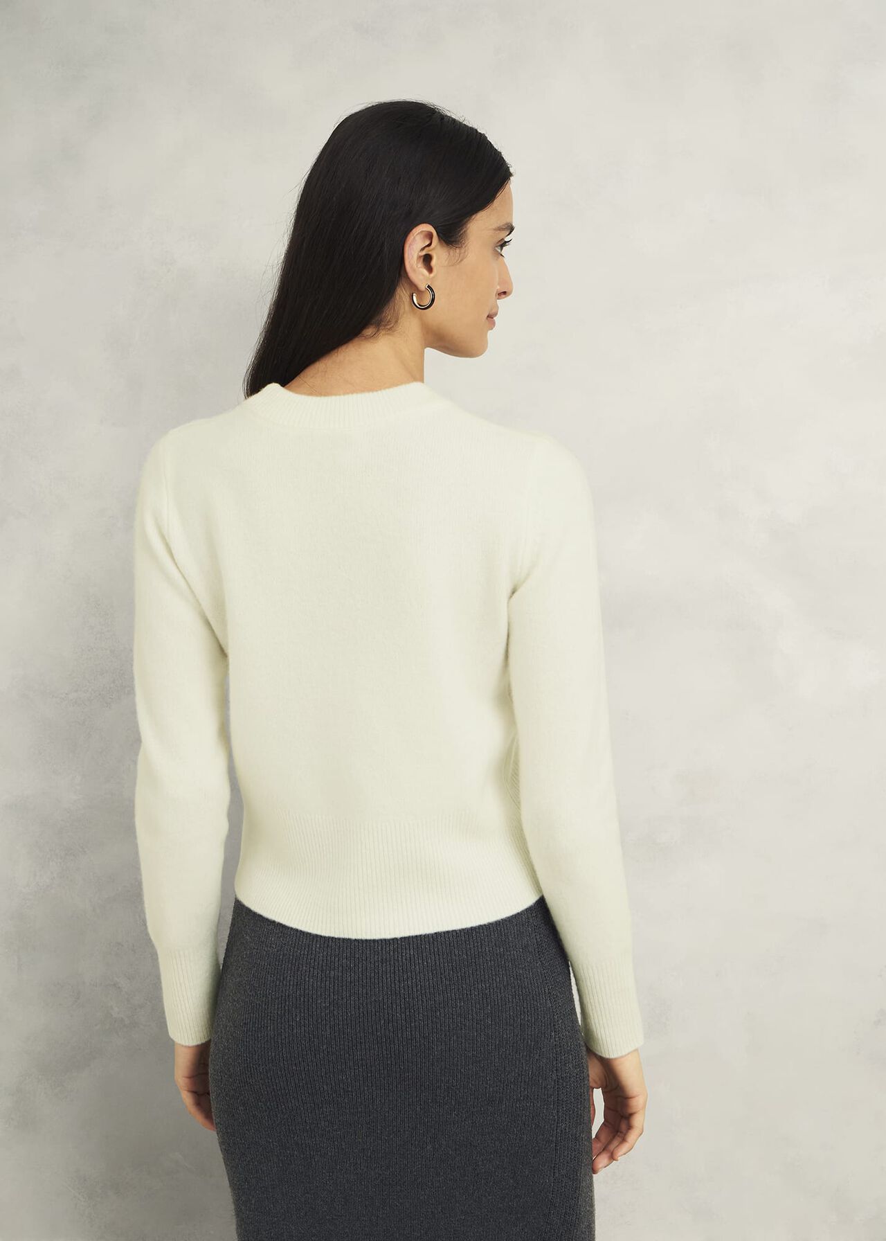 Hoghton Brushed Cashmere Jumper, Warm Ivory, hi-res