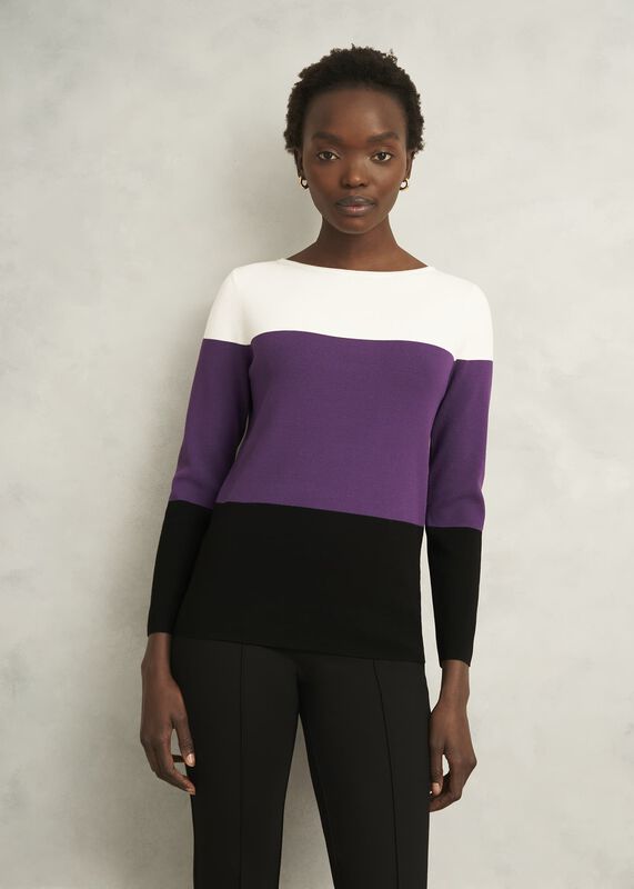 Alice Colour Block Crew Neck Knitted Sweater