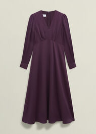 Anais Textured Satin Dress, Onyx Red, hi-res