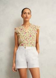Reena Cotton Shorts, White, hi-res