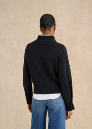 Adler Knitted Cotton Jumper, Hobbs Navy, hi-res