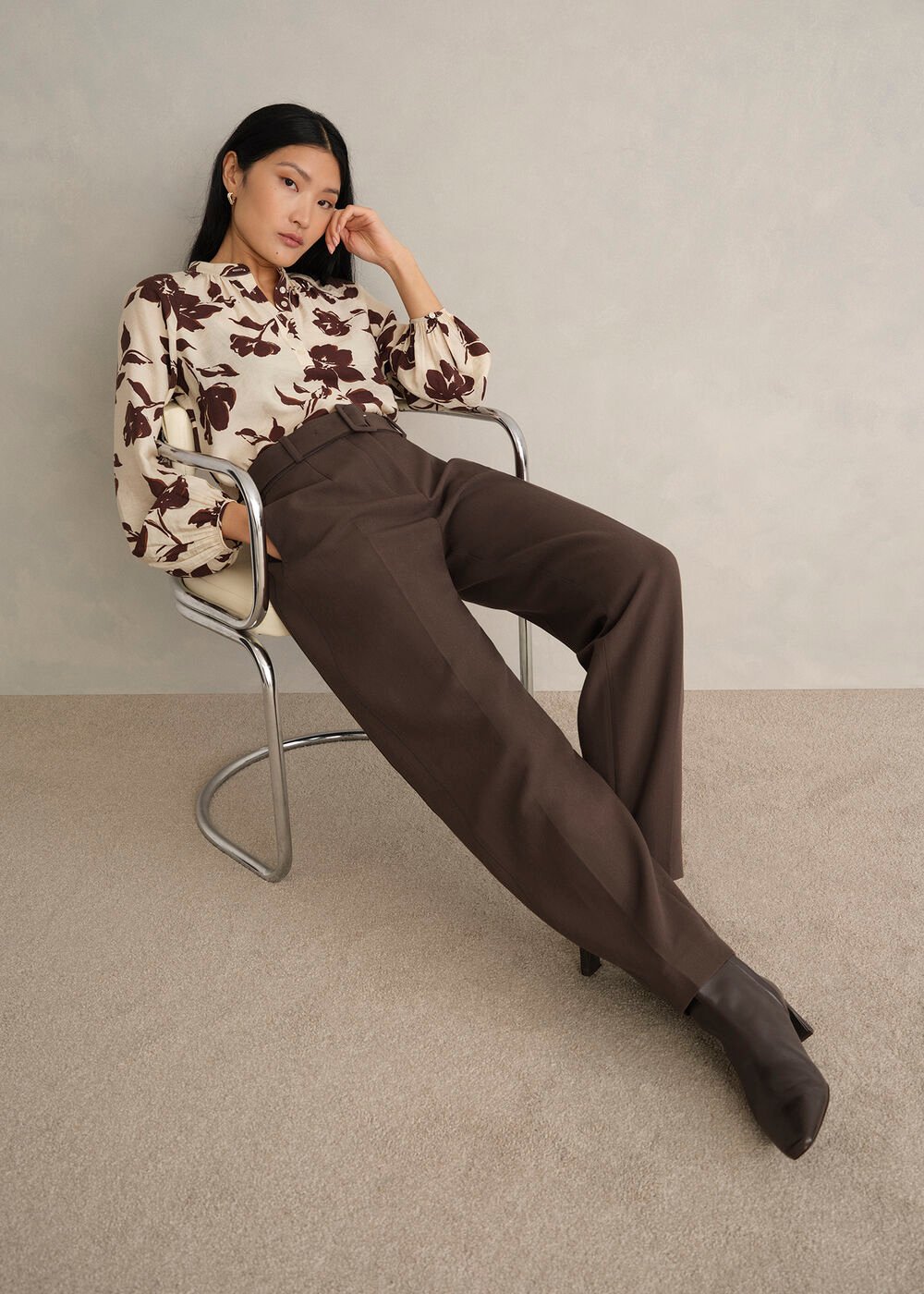 Trina Barrel Pants, Deep Brown, hi-res