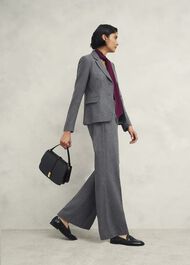Elsie Wool Blend Wide Pants, Grey, hi-res