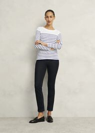 Constance Cotton Striped Top, White Blue, hi-res