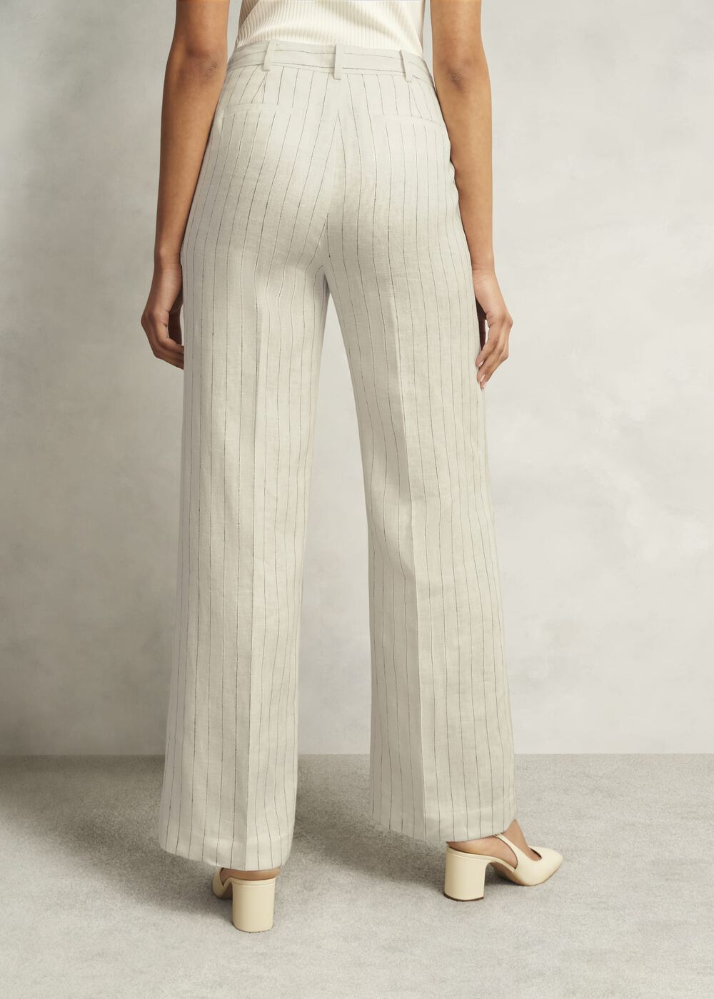 Groombridge Linen Wide Trousers, Ivory Navy, hi-res