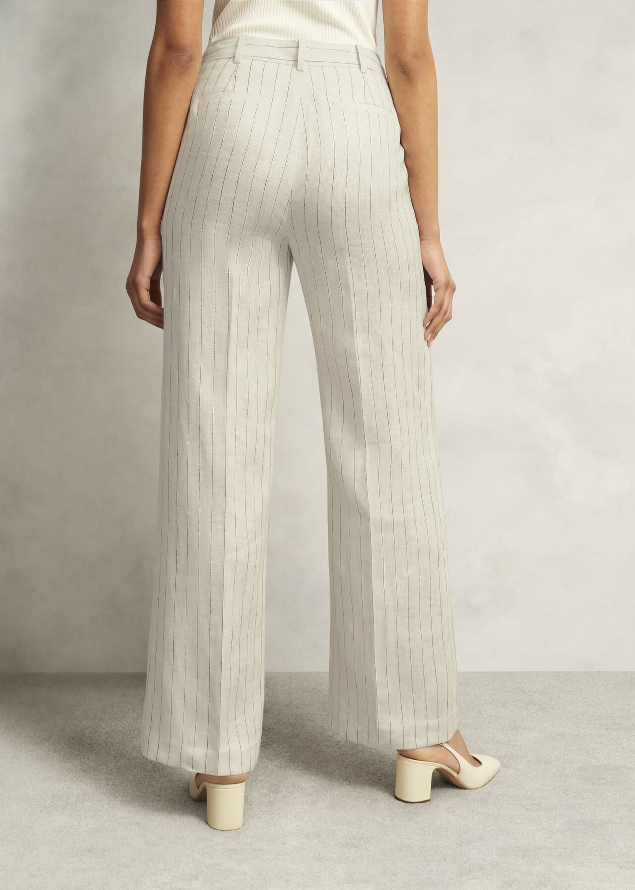 Groombridge Linen Wide Pants, Ivory Navy, hi-res