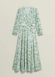 Petite Thea Tie Belted Dress, Sage Green, hi-res