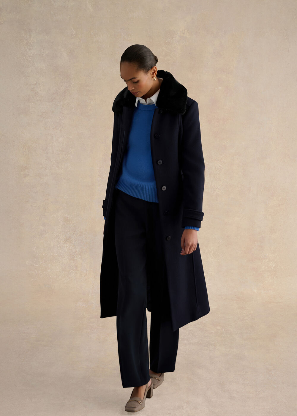 Celeste Wool Blend Coat, Navy, hi-res