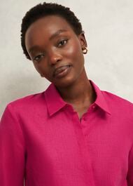 Nita Linen Shirt, Zinnia Pink, hi-res
