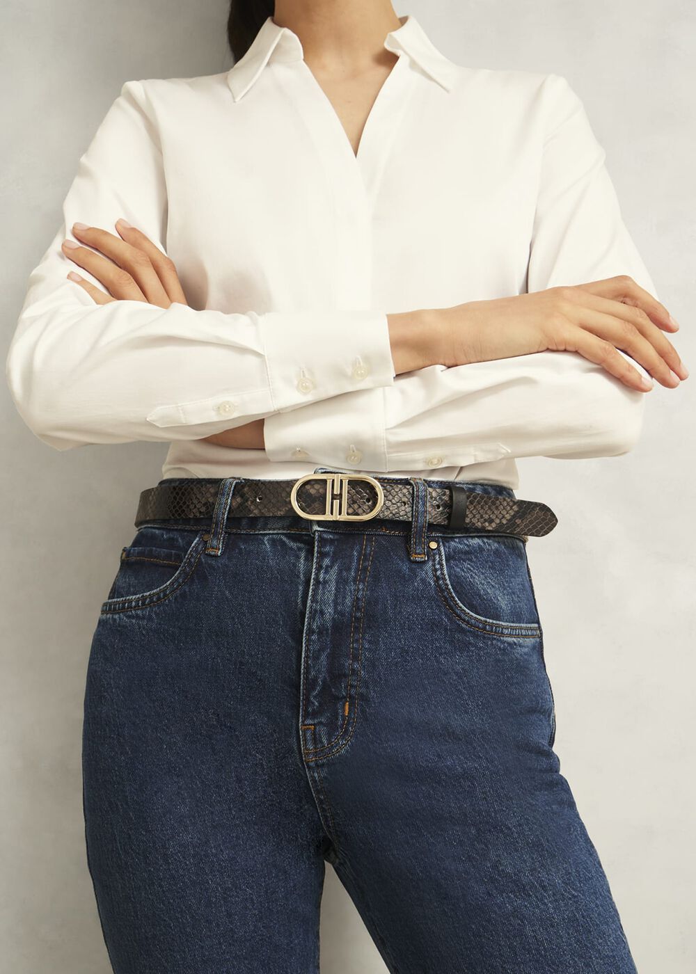 Kiera Leather Belt, Snake Print, hi-res