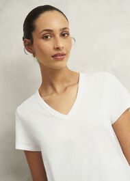 Arianna Cotton Slub T-Shirt, White, hi-res