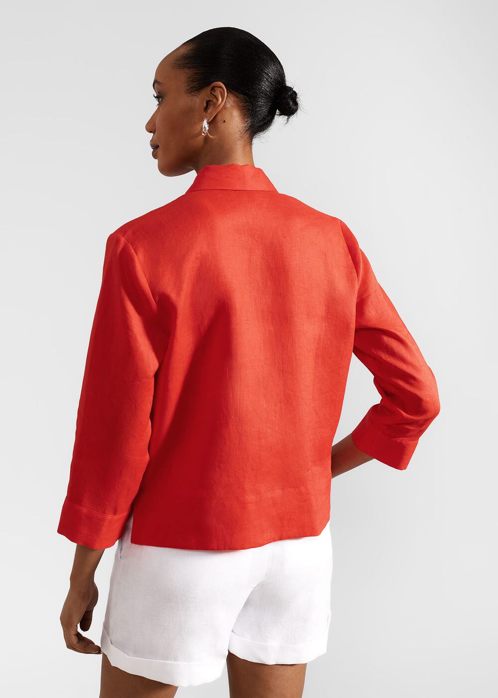 Nita Linen Shirt, Scarlet Red, hi-res