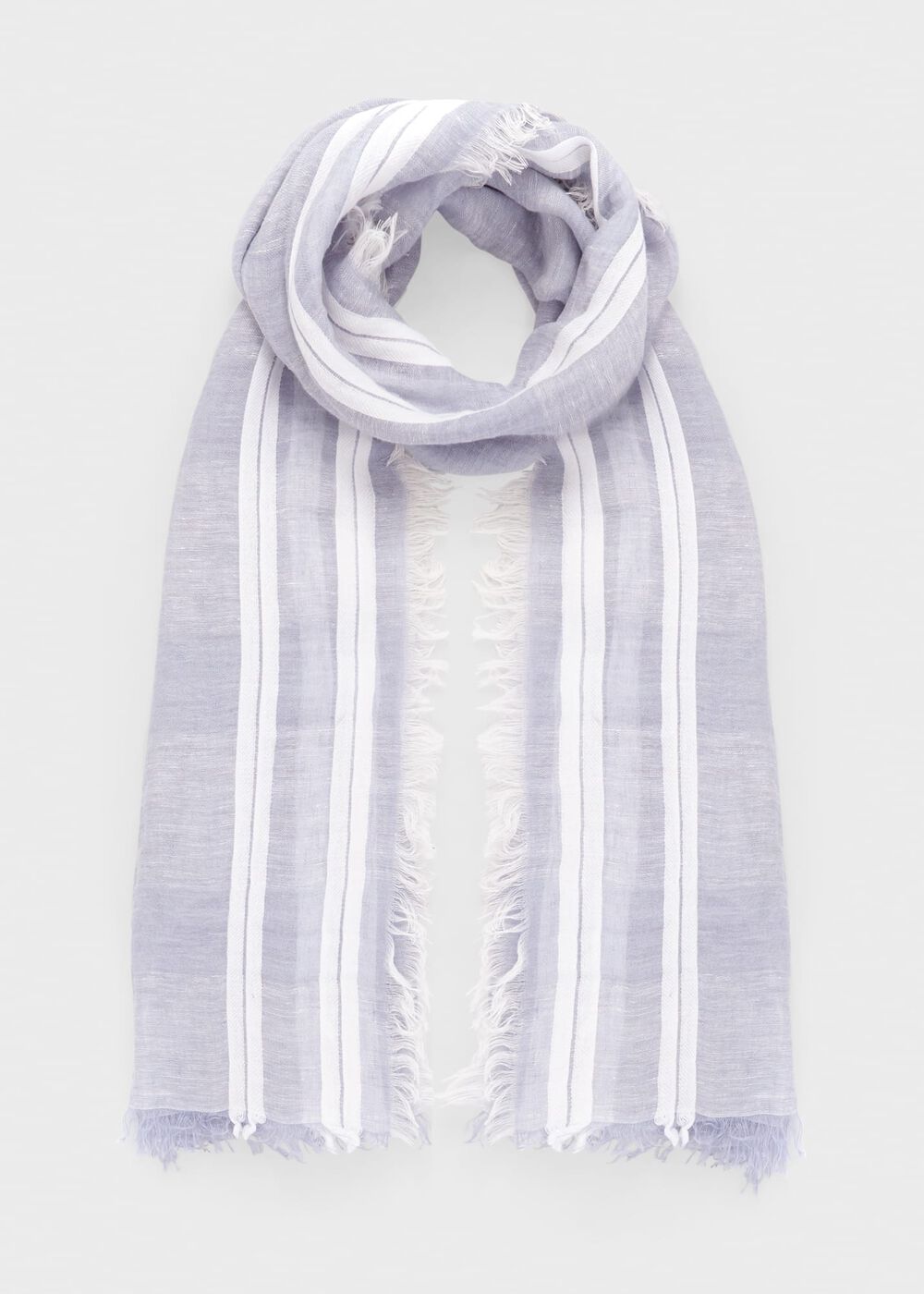Maryam Linen Scarf , Serenity Blue, hi-res