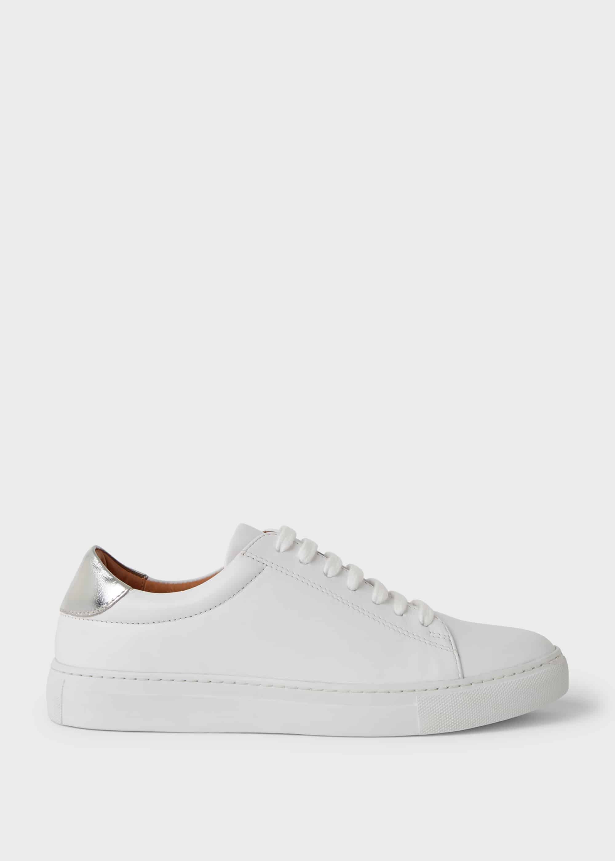 black and white leather trainers