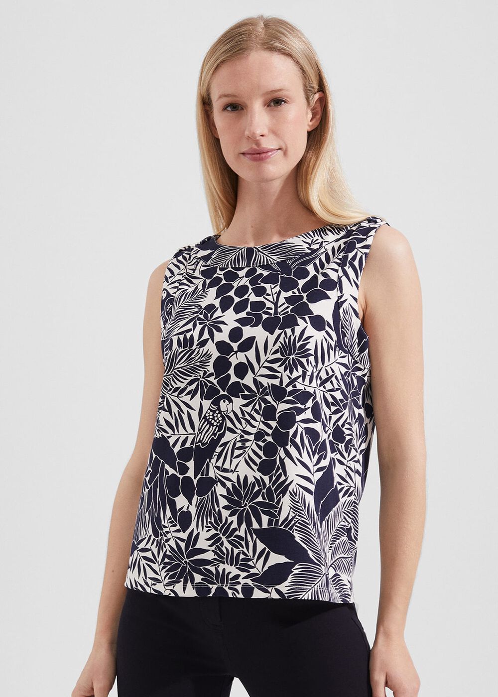 Maddy Printed Top, Ivory Navy, hi-res