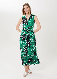 Petite Laurenza Printed Midi Dress, Green Multi, hi-res