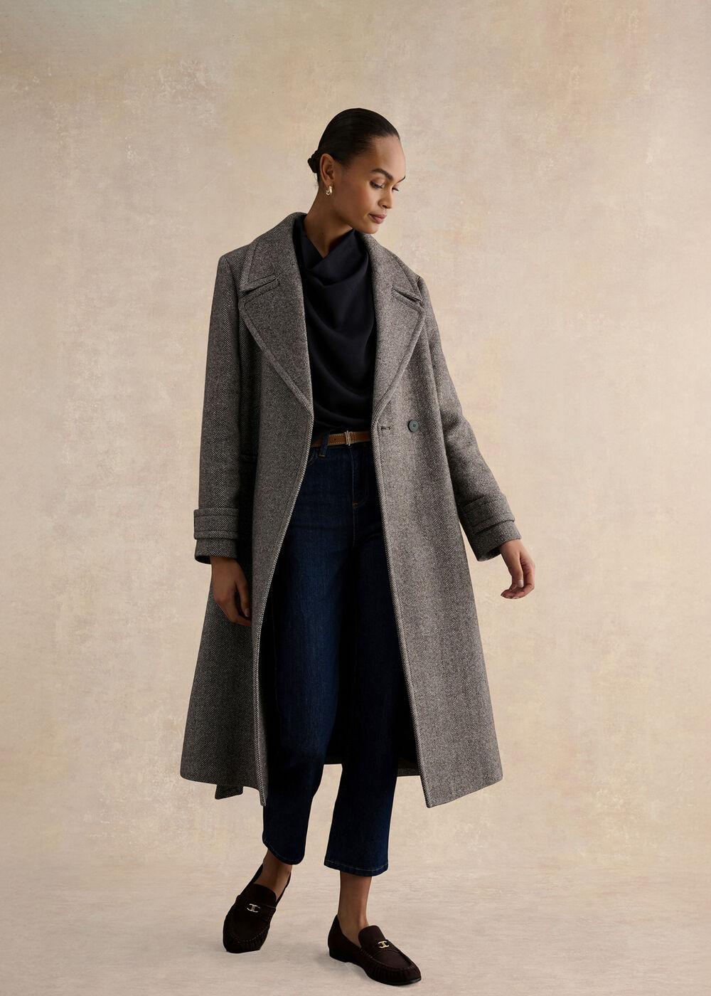 Arielle Cowl Neck Long Sleeve Blouse, Hobbs Navy, hi-res