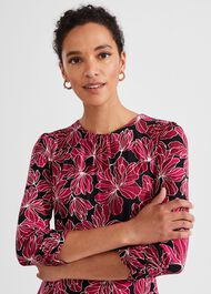 Mabel Jersey Dress, Black Pink, hi-res