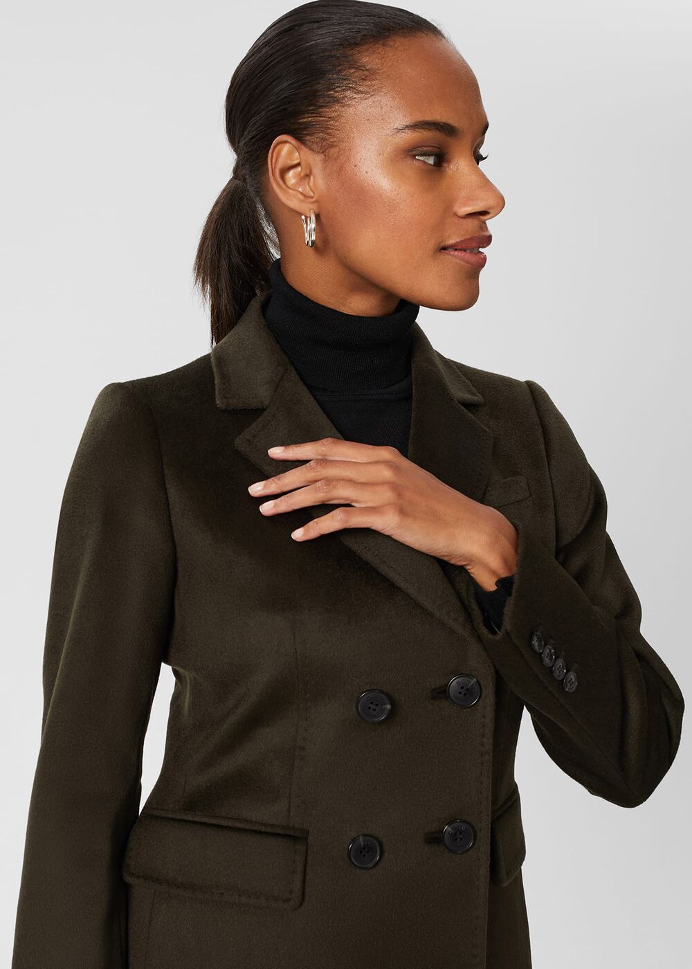 Elva Wool Coat, Dark Olive, hi-res