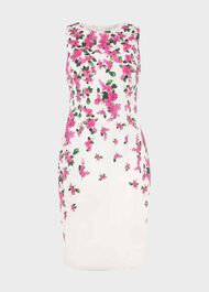 Fiona Cotton Blend Shift Dress, Ivory Fuchsia, hi-res