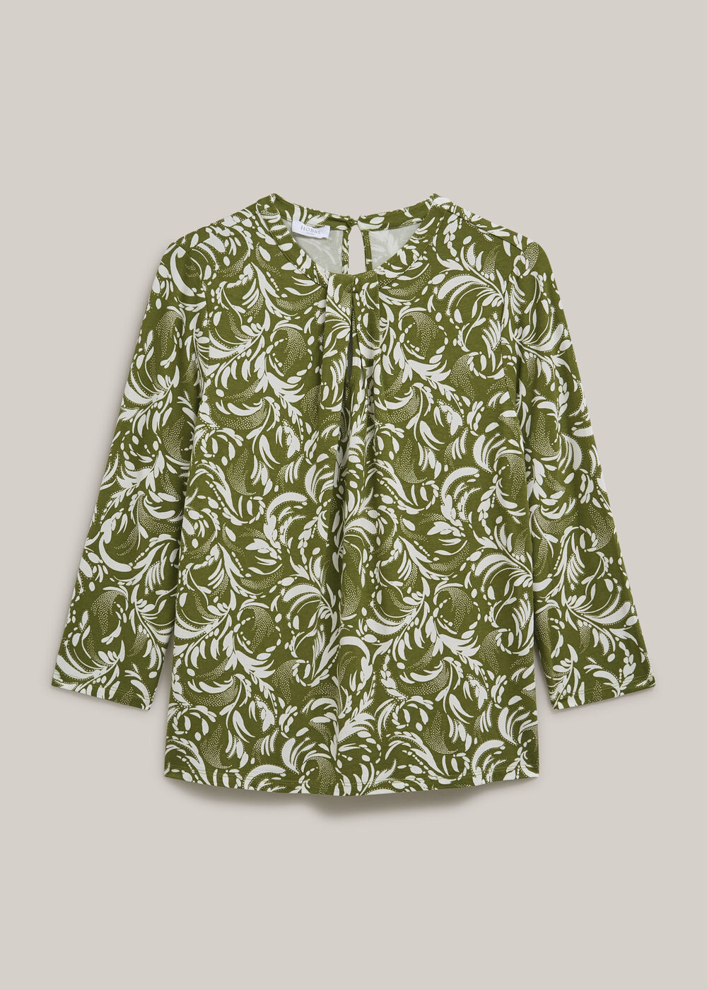 Julia Printed Top, Green Ivory, hi-res