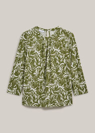 Julia Printed Top, Green Ivory, hi-res