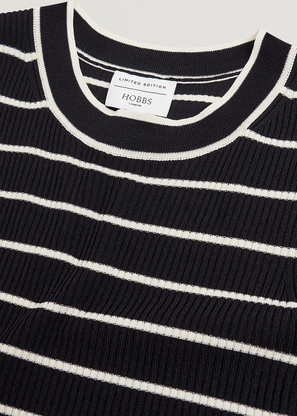 Navy Belmont Striped Knitted Vest Top, Black Cream, hi-res