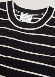 Navy Belmont Striped Knitted Vest Top, Black Cream, hi-res