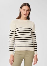 Everly Striped Jumper, Stone Black, hi-res
