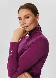 Lara Merino Wool Roll Neck Sweater, Deep Plum, hi-res