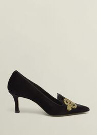 Keston Embellished Velvet Courts, Black, hi-res