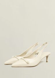 Serena Leather Slingbacks, Buttercream, hi-res