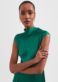 Charlize Silk Dress, Meadow Green, hi-res