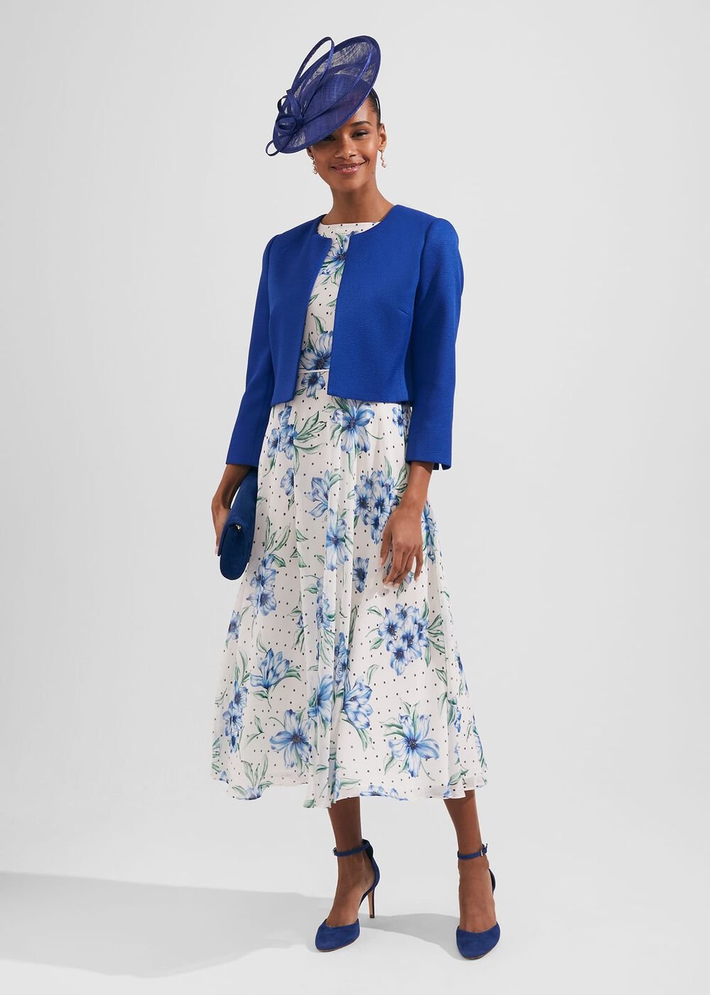 Petite Carly Floral Midi Dress, Ivory Multi, hi-res