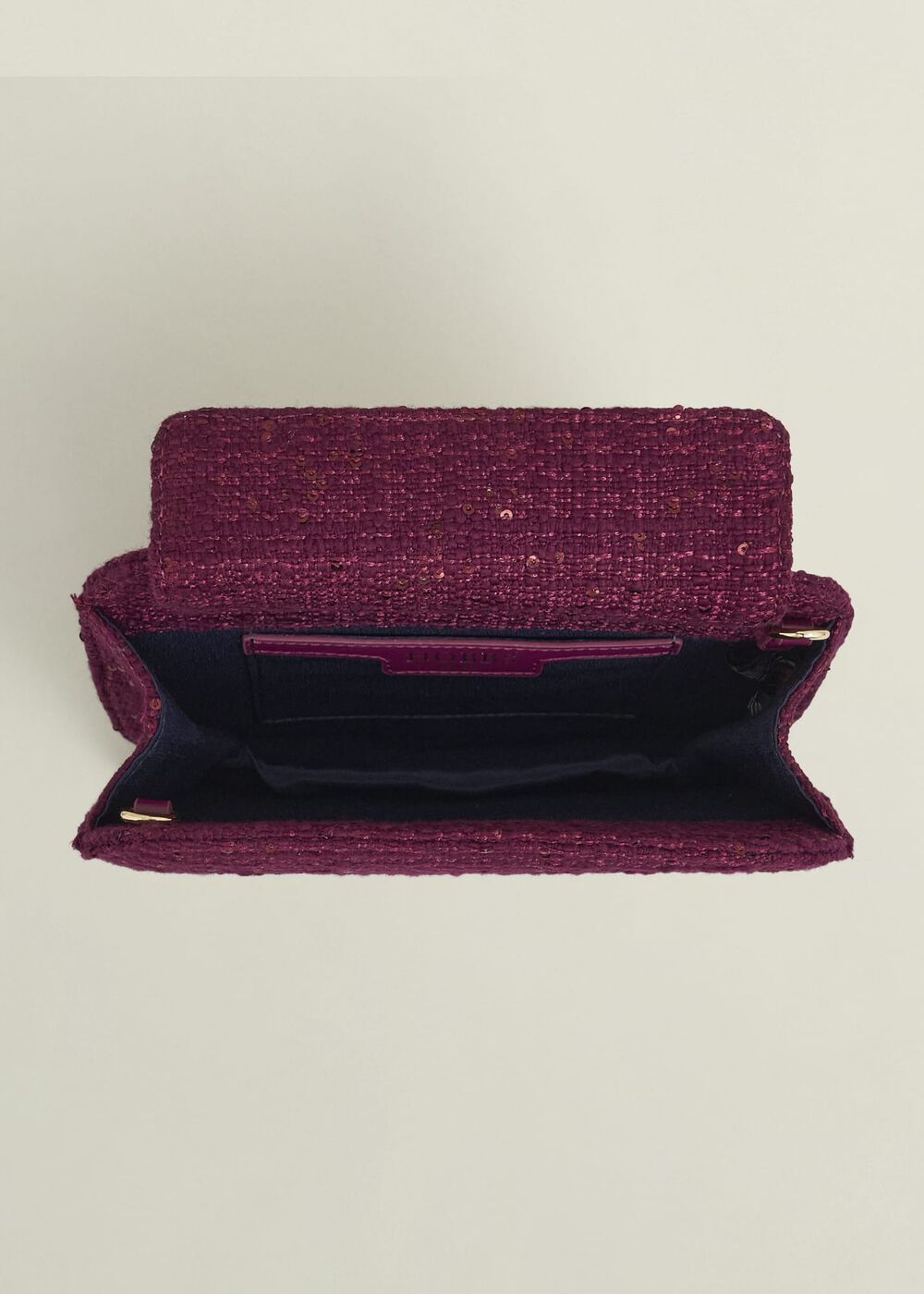 Milan Tweed Clutch Bag, Warm Plum, hi-res
