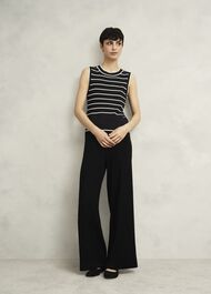 Navy Belmont Striped Knitted Vest Top, Black Cream, hi-res