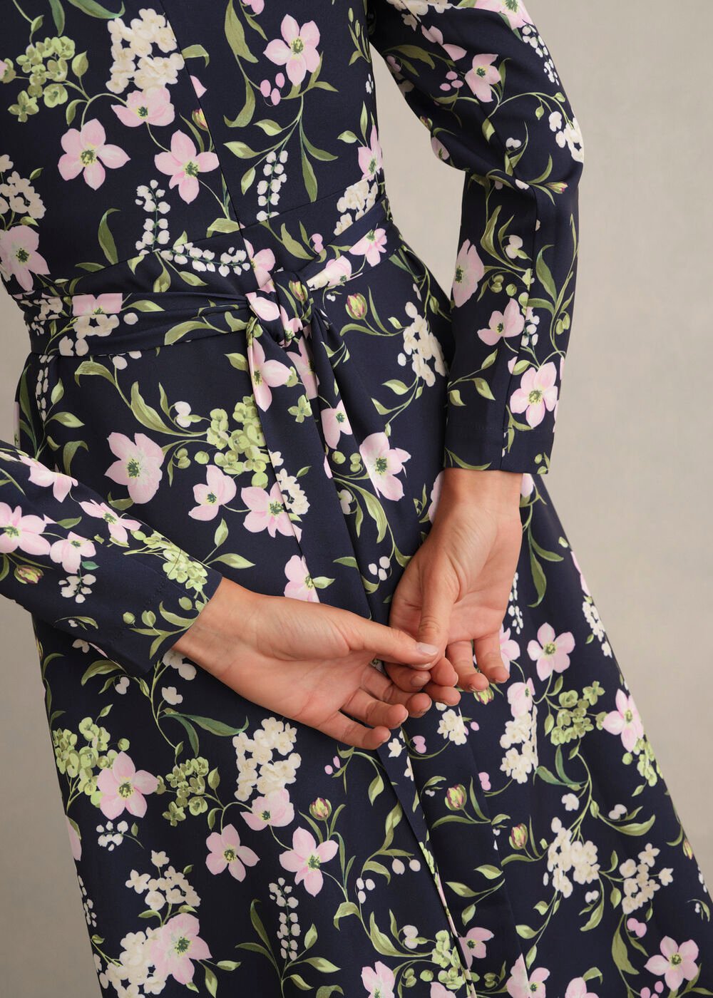 Petite Sabine Floral Tie Dress, Midnight Multi, hi-res