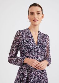 Petite Aurora Fit And Flare Dress, Navy Multi, hi-res