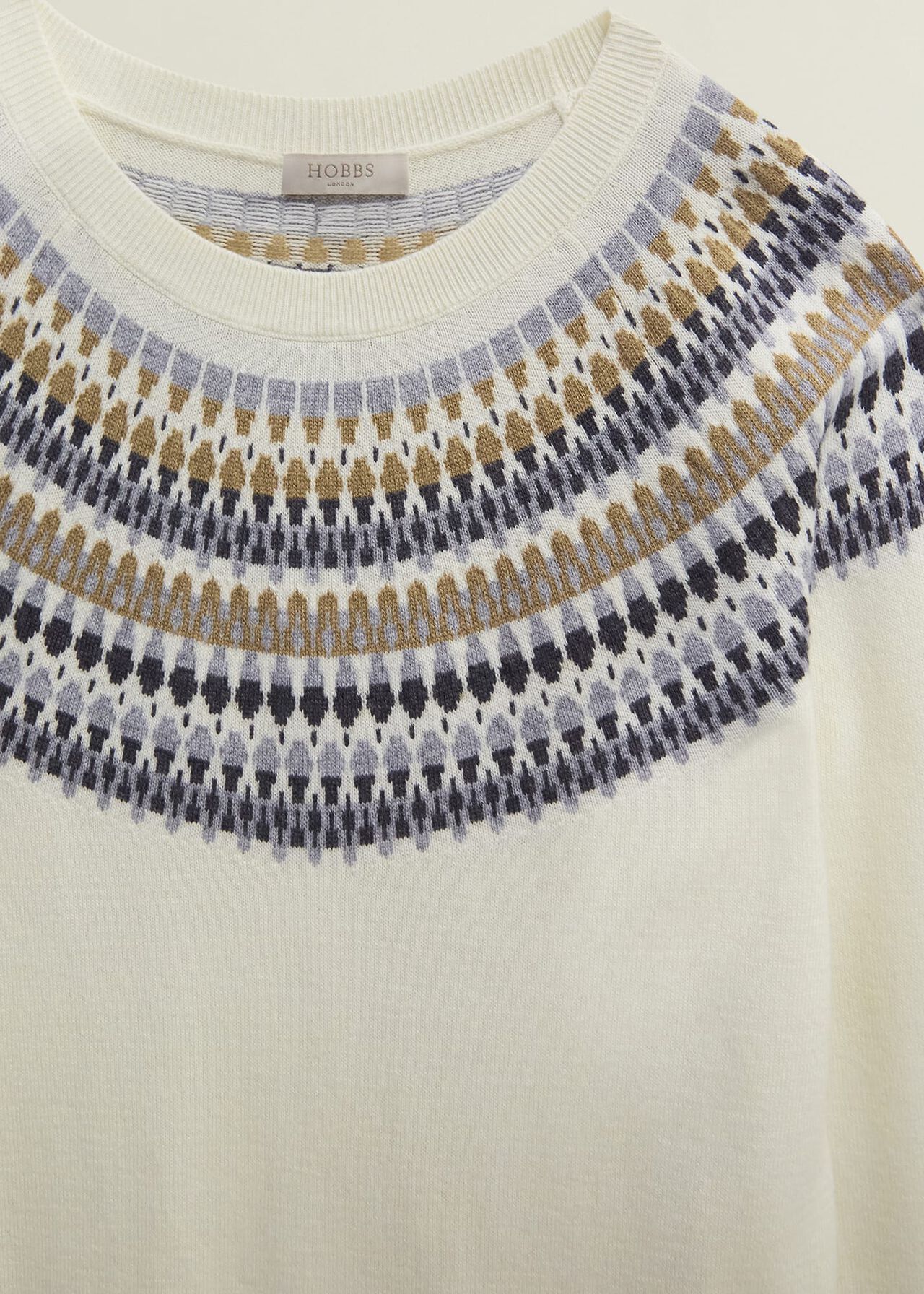 Greta Fairisle Sweater With Cashmere, Ivory Multi, hi-res
