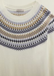 Greta Fairisle Sweater With Cashmere, Ivory Multi, hi-res